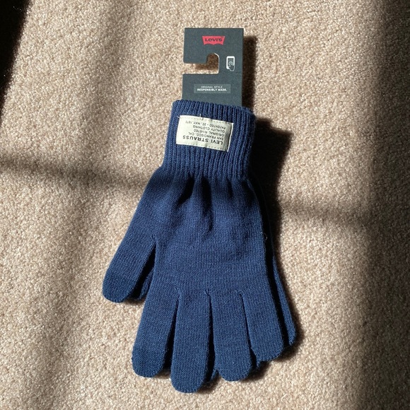 Levi’s Blue Knit Finger Touch Screen Gloves Size M - Picture 2 of 6